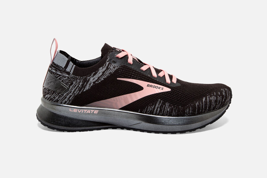 Brooks Running Shoes - Levitate 4 Road Womens - Black/Grey/Pink - PST-163740